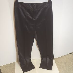DKNY Elegant Black Satin Pants, Straight Leg, Seem Down Front Leg, Size 8